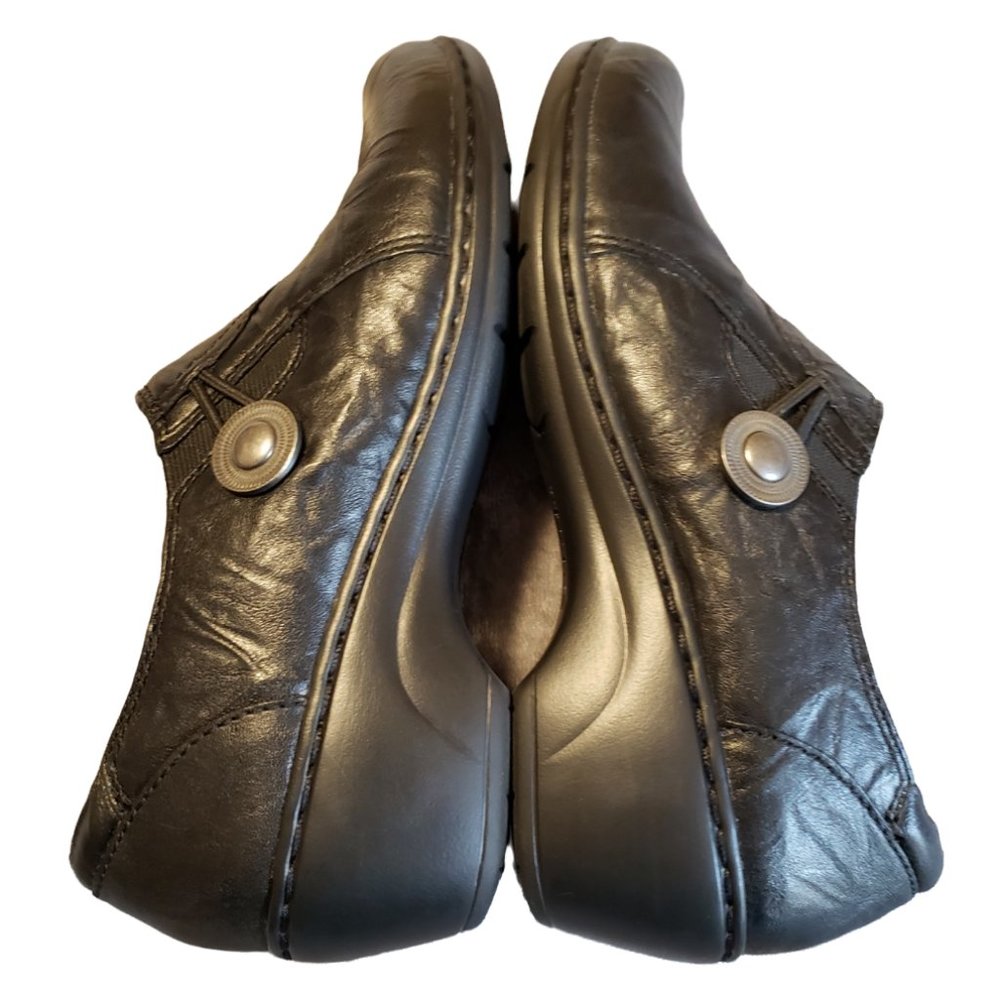 Clarks Women's 7M Azlyn Luck Black Leather Slip On Loafer Shoes